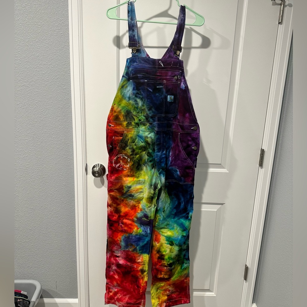 Custom Carhartt Women’s Overalls- Rainbow Tie-Dye